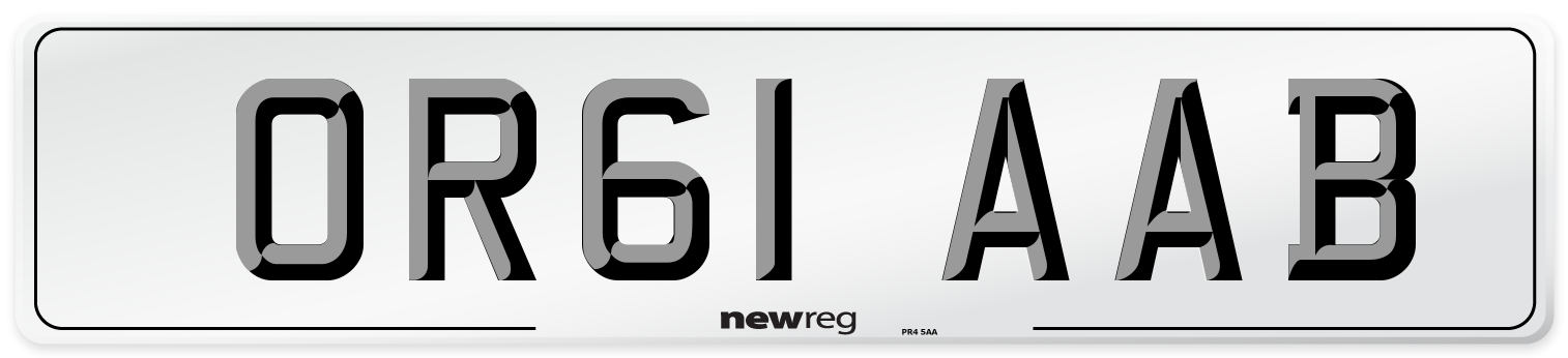 OR61 AAB Number Plate from New Reg
